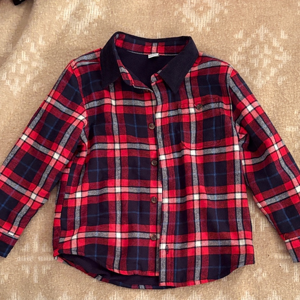 Plaid Kids Shirt Jacket - Red and Blue